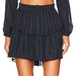 NEW LoveShackFancy Double Ruffel Mini Skirt Dark Blue Size Small NWT